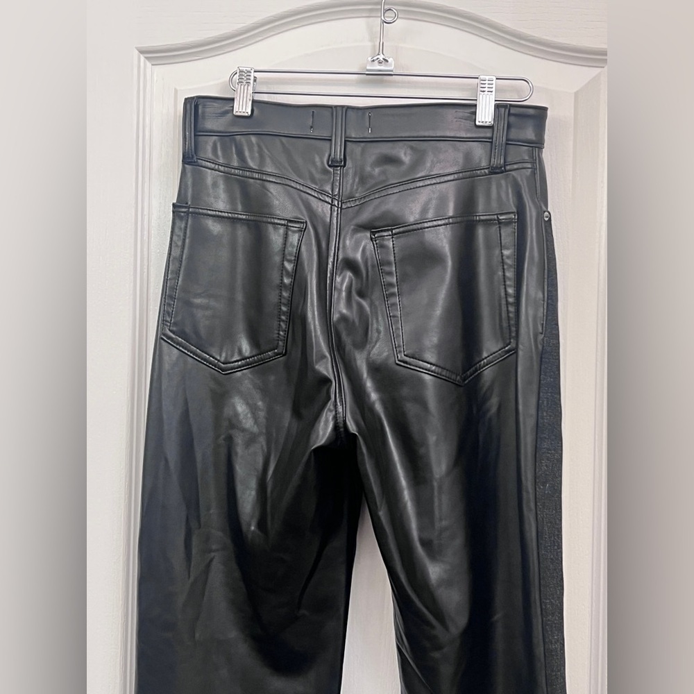 Abercrombie Ankle Straight Ultra High Rise Black Denim/Faux Leather 29/8 - Picture 6 of 12